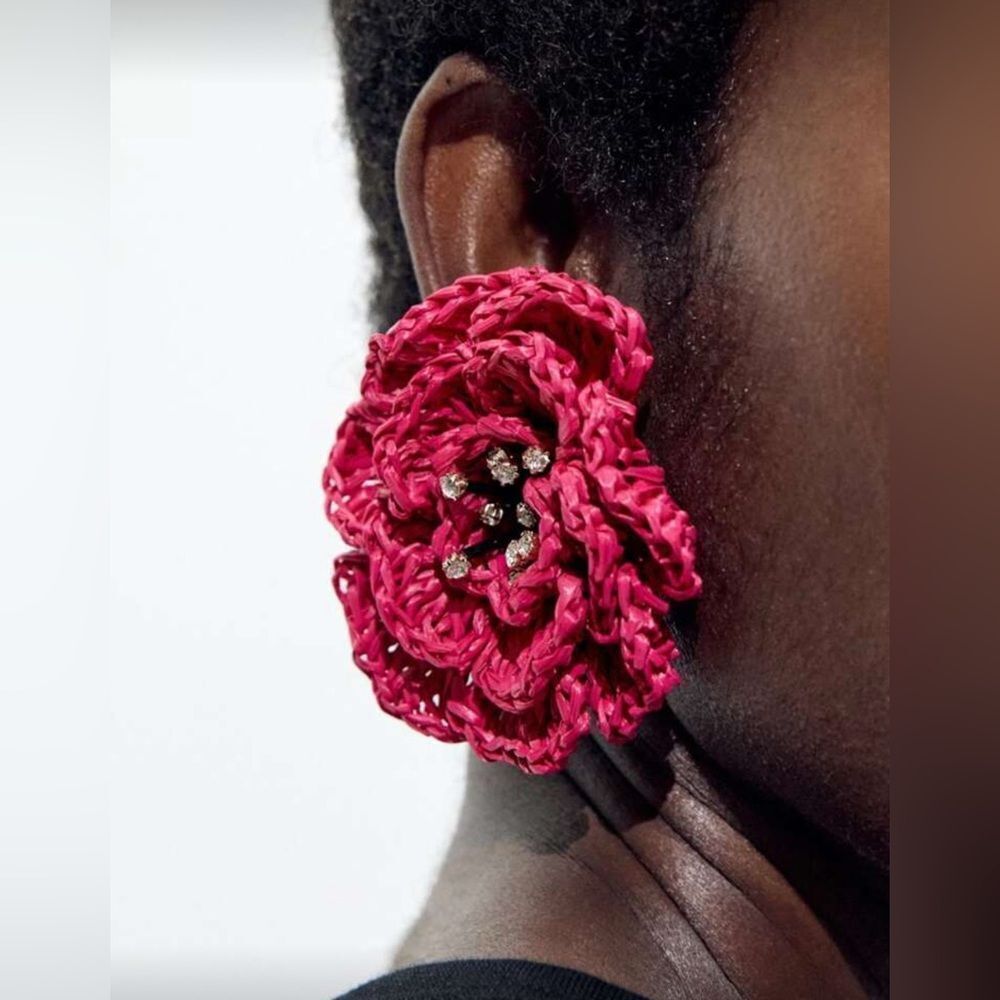 Pink Floral Statement Earrings S1117